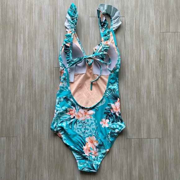 Seafolly Australia floral V neck swim suit NWT - Picture 3 of 9
